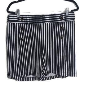 Robert Louis XL Black & White Stripes Ladies' Stretchy Waist Faux Buttons Comfy